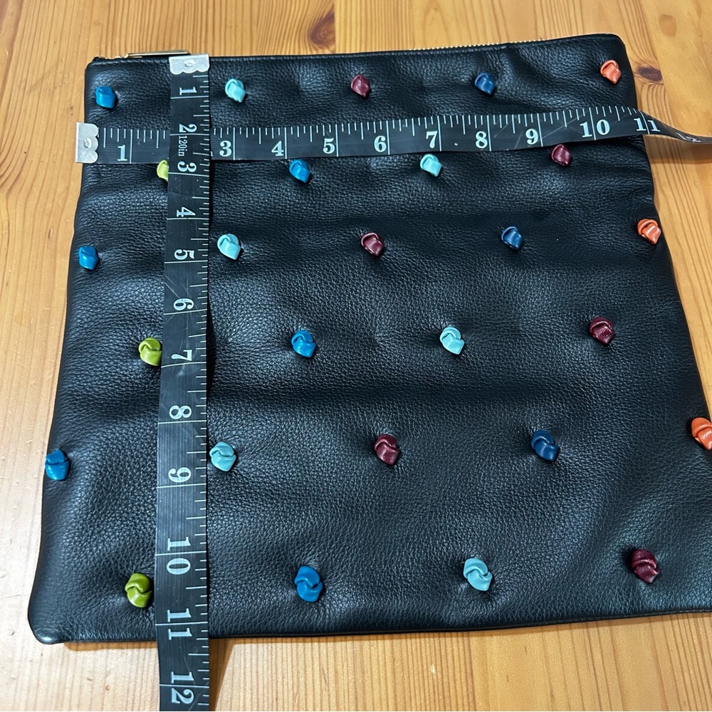Multicolor Studded Black Leather Clutch - Picture 11 of 11